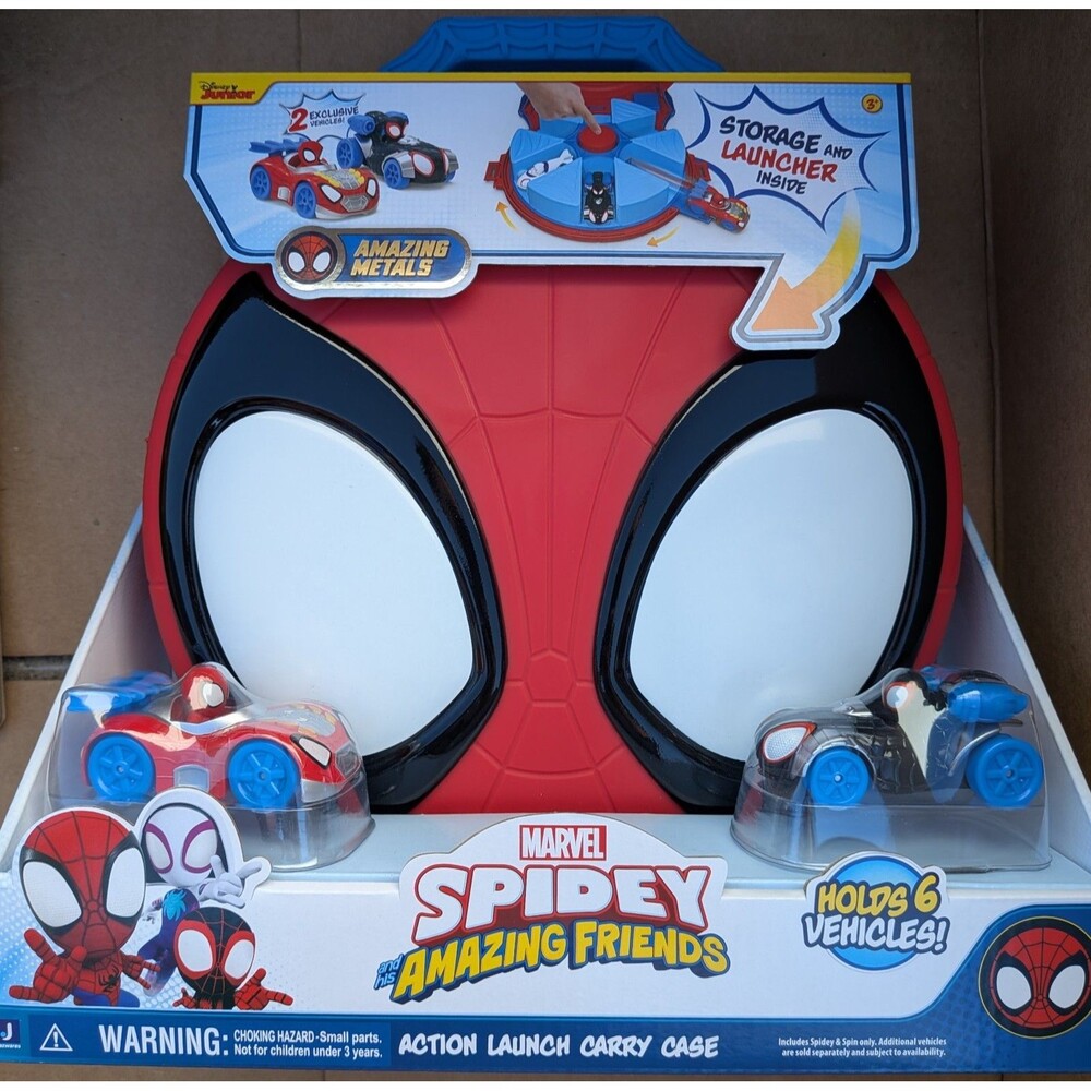 Marvel Spidey and His Amazing Friends Action Launch Carry Case 2 Metals Vehicles